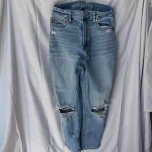 American Eagle Outfitters Women's Light Blue Cropped Jeans